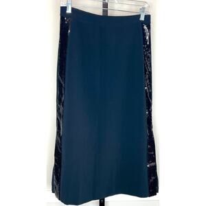 Ann Taylor Sequin Panel Midi Skirt Black Size 2 NWT